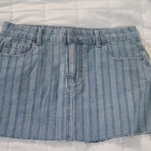 No Boundaries Light Blue Striped Mini Skirt